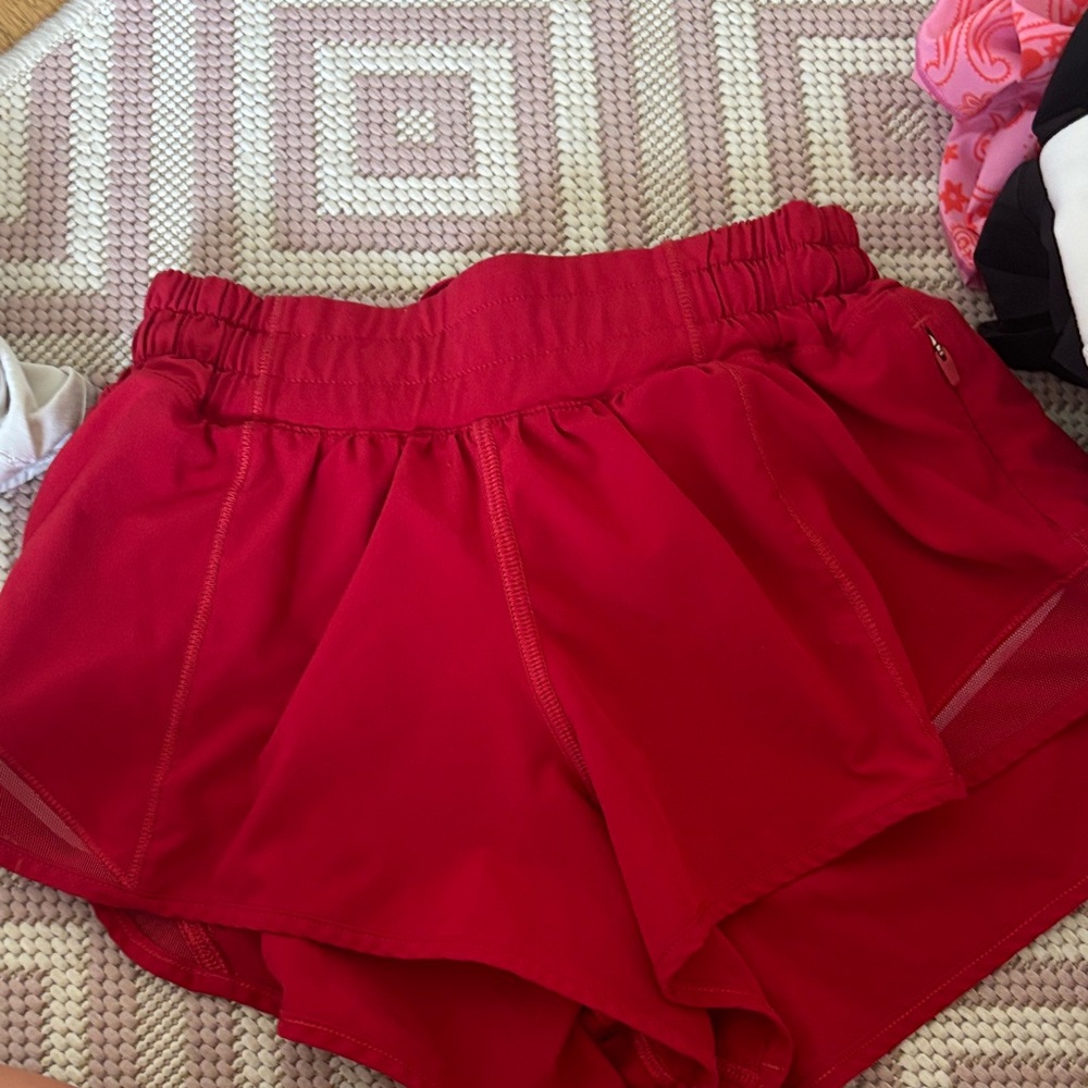 Red lululemon shorts
